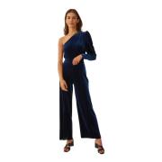 Velour High-Waisted Wide Leg Broek Undress Code , Blue , Dames