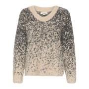 Grijze Jaquard Pullover Trui Soaked in Luxury , Beige , Dames