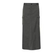 Hoge Taille Lange Rok Donkergrijs Gestuz , Gray , Dames