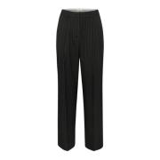 Zwarte Pinstripe Loszittende Broek Soaked in Luxury , Black , Dames