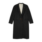 Grijze Wollen Pinstripe Jas Alysi , Gray , Dames