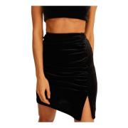 Velvet Mini Rok met Zijsplit Undress Code , Black , Dames