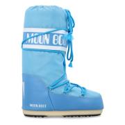 Blauwe Nylon Hoge Top Laarzen Moon Boot , Blue , Dames