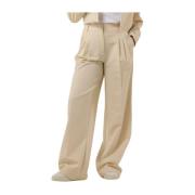 Beige Plooi Broek voor Chique Look Co'Couture , Beige , Dames