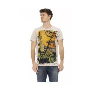 Beige T-shirt met ronde hals en frontprint Trussardi , Beige , Heren