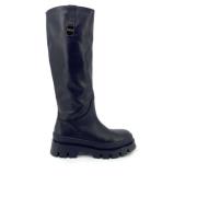 Zwarte Leren Laarzen Borbonese , Black , Dames