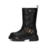 Zwarte Enkelboots met Gouden Accenten Twinset , Black , Dames