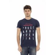 Blauw T-shirt met korte mouwen en frontprint Trussardi , Blue , Heren