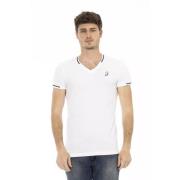 Urban V-hals T-shirt met Borstprint Trussardi , White , Heren