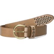 Beige Leren Riem met Gouden Gesp Legend , Beige , Dames