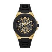 Heren Siliconen 2-Tone Horloge Zwart/Goud Guess , Black , Heren