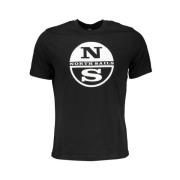 Zwart Katoenen T-shirt met Print Logo North Sails , Black , Heren