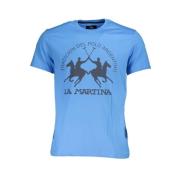 Klassiek Blauw Katoenen T-shirt met Stijlvolle Print La Martina , Blue...