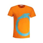 Oranje Katoenen T-shirt met Print Trussardi , Orange , Heren