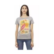 Stijlvol grijs katoenmix T-shirt met artistieke print Trussardi , Gray...