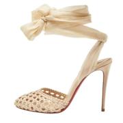 Pre-owned Fabric heels Christian Louboutin Pre-owned , Beige , Dames