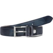 Blauw/Grijs Leren Riem met Merklogo Giorgio , Gray , Heren