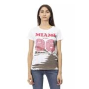 Elegant wit T-shirt met frontprint Trussardi , White , Dames