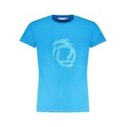 Blauw Katoen Logo Print T-shirt Trussardi , Blue , Dames