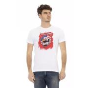 Elegant wit kort T-shirt met frontprint Trussardi , White , Heren