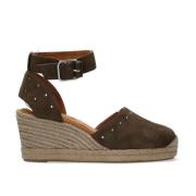 Groene Suède Espadrilles met Sleehak Unisa , Green , Dames