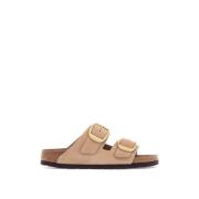 Leren slides met dubbele band Birkenstock , Beige , Dames