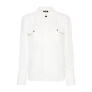 Witte Crepe Textuur Overhemd Spreid Kraag Liu Jo , White , Dames