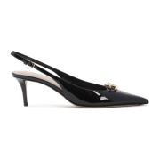 Zwarte Leren Pantoffels Elegante Stijl Valentino Garavani , Black , Da...