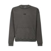 Geribbeld Logo Sweatshirt met Kangoeroezak Dsquared2 , Gray , Heren