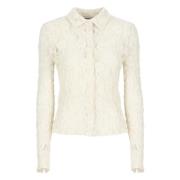 Ivoor Katoenen Shirt met Kraag Msgm , Beige , Dames