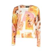 Hoge hals contrastdetail trui Desigual , Multicolor , Dames