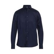 Elegant Katoenen Overhemd met Logoborduursel Aquascutum , Blue , Heren