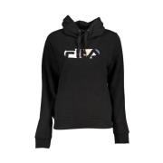 Zwarte Katoenen Hoodie Sweatshirt met Logo Print Fila , Black , Heren