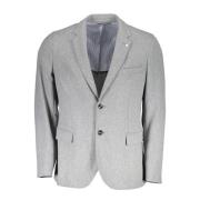 Elegante Grijze Wollen Jas Gant , Gray , Heren