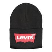 Zwarte Logo Beanie Acryl Muts Levi's , Black , Unisex