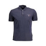 Blauw Katoenen Polo met Geborduurd Logo Napapijri , Blue , Heren