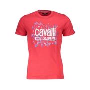 Rode Katoen Print Logo T-Shirt Cavalli Class , Red , Heren