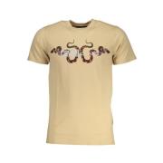 Beige Katoenen Logo Print T-shirt Cavalli Class , Beige , Heren