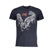 Blauw Katoen Print Logo T-Shirt Cavalli Class , Blue , Heren