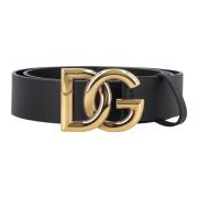 Luxe Leren Riem met Kruislogo Dolce & Gabbana , Black , Heren