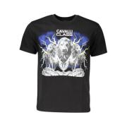 Elegante Zwarte Tee met Klassieke Print Cavalli Class , Black , Heren