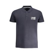 Blauw Katoenen Poloshirt met Bedrukt Logo Cavalli Class , Blue , Heren