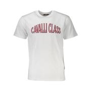 Elegante witte logo print tee Cavalli Class , White , Heren