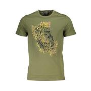 Groen Katoen Bedrukt Logo T-Shirt Cavalli Class , Green , Heren