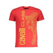 Rood Katoen Logo Print T-Shirt Cavalli Class , Red , Heren