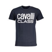 Blauw Katoen Print Logo T-Shirt Cavalli Class , Blue , Heren