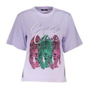 Elegante paarse Slim Fit Tee Cavalli Class , Purple , Dames