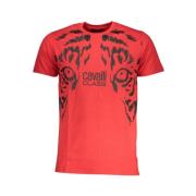 Rode Katoen Print Logo T-Shirt Cavalli Class , Red , Heren