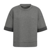 Boxy Silhouet Korte Mouw Sweatshirt MOS Mosh , Gray , Dames