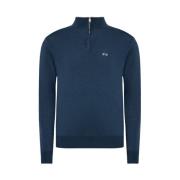 Blauwe Acryl Half-Zip Sweater met Logo La Martina , Blue , Heren